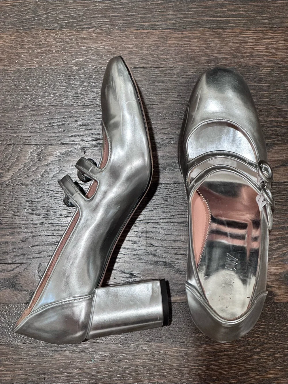 JCrew Metallic Mary Jane Double Strap Maisie Pump size 9